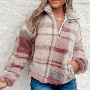 Mauve Plaid Sherpa